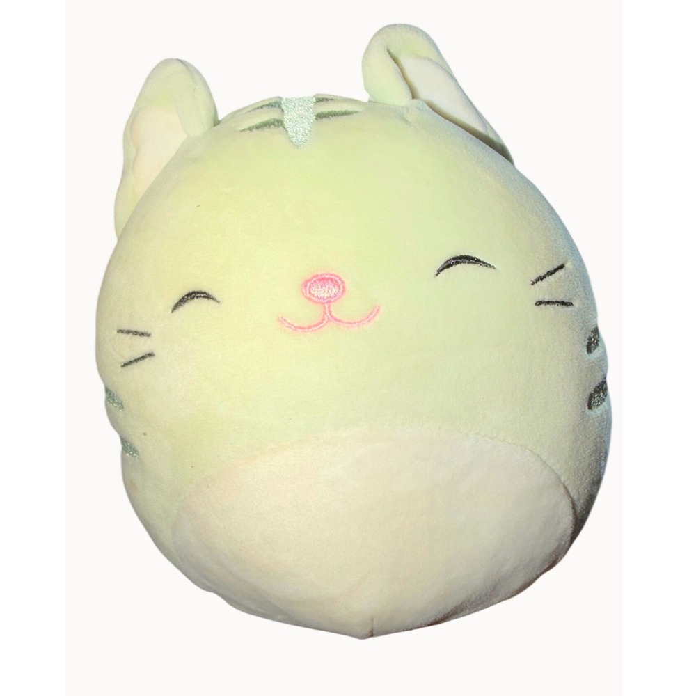 Squishmallows Chase‎ the Cat Kids 8 Inch Green Excellent Glitter Stripes Plush